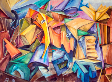 Pintura intitulada "Геометрия цвета" por Andrei Raputo, Obras de arte originais, Óleo