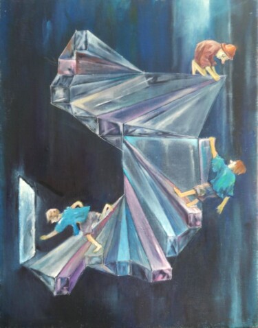Peinture intitulée "Хрустальная лестница" par Andrei Raputo, Œuvre d'art originale, Huile