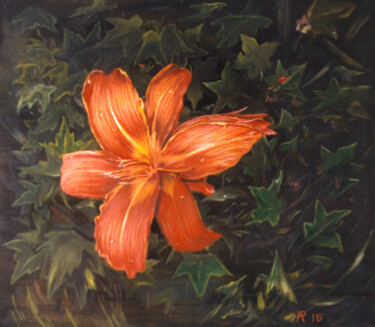 Malarstwo zatytułowany „Оранжевая лилия в в…” autorstwa Андрей Рапуто, Oryginalna praca, Olej