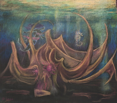 Картина под названием "Призрак русалки и с…" - Андрей Рапуто, Подлинное произведение искусства, Пастель