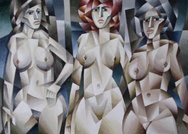 Pintura intitulada "Три грации" por Andrei Saratov, Obras de arte originais, Óleo