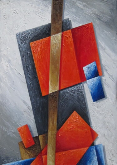 Painting titled "Шаткое равновесие" by Andrei Saratov, Original Artwork, Oil