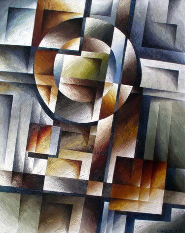 Картина под названием "Конструктивная комп…" - Андрей Саратов, Подлинное произведение искусства, Масло