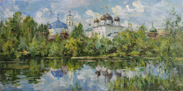 Painting titled "Вид на Трифонов мон…" by Andrej Shirokov, Original Artwork, Oil