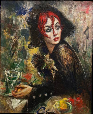 Картина под названием "Любительница коктей…" - Андрей Смоляк, Подлинное произведение искусства, Масло