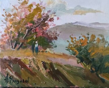 Картина под названием "Осень" - Андрей Шугаров, Подлинное произведение искусства, Масло Установлен на Деревянная рама для но…