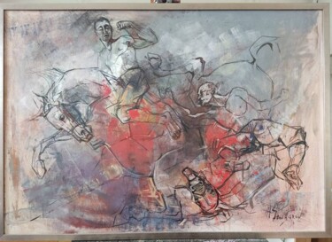 Картина под названием "Борьба" - Андрей Шугаров, Подлинное произведение искусства, Масло Установлен на Деревянная рама для н…