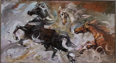 Картина под названием "Преследование K-M" - Андрей Шугаров, Подлинное произведение искусства, Масло Установлен на Деревянная…