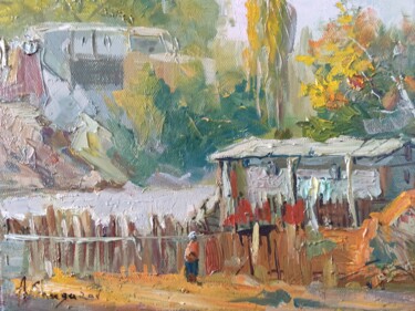 Картина под названием "Деревня" - Андрей Шугаров, Подлинное произведение искусства, Масло