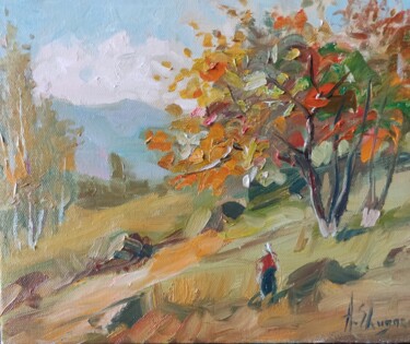 Картина под названием "Осень в горах" - Андрей Шугаров, Подлинное произведение искусства, Масло