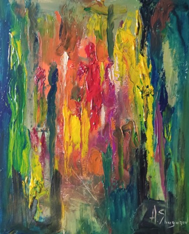 Картина под названием "Театральное предста…" - Андрей Шугаров, Подлинное произведение искусства, Масло