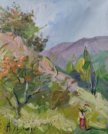 Картина под названием "В горах" - Андрей Шугаров, Подлинное произведение искусства, Масло