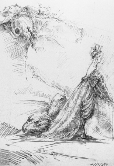 Disegno intitolato "VÖGEL-MENSCHEN | Tr…" da Andrej Vaganov, Opera d'arte originale, Matita