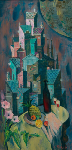 Картина под названием "Натюрморт "Модерн"" - Андрей Жевакин, Подлинное произведение искусства, Масло