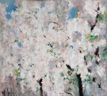 Картина под названием "Груша цветёт" - Андрей Жевакин, Подлинное произведение искусства, Масло