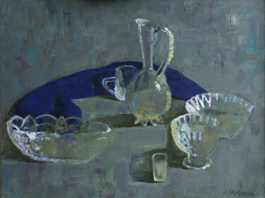 Картина под названием "Хрустальная посуда" - Андрей Жевакин, Подлинное произведение искусства, Масло