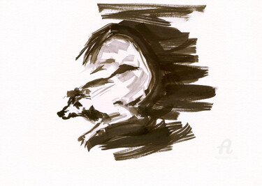 Zeichnungen mit dem Titel "Hund im Zeichen des…" von Andreja Soleil, Original-Kunstwerk, Tinte