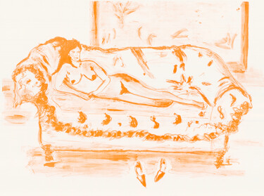 La Dame Orange Druckgrafik mit dem Titel "La Dame Orange" von Andreja Soleil, Original-Kunstwerk, Lithographie