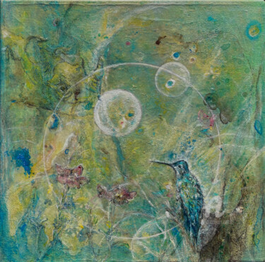 Malerei mit dem Titel "Lied des Kolibris /…" von Andreja Soleil, Original-Kunstwerk, Acryl