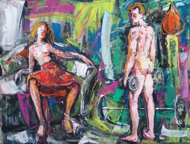 Peinture intitulée "Lazy admirers of he…" par Andrejs Bovtovičs, Œuvre d'art originale, Acrylique