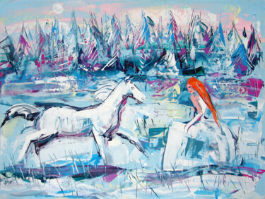Картина под названием "Snow Queen" - Andrejs Bovtovičs, Подлинное произведение искусства, Акрил Установлен на Деревянная рам…