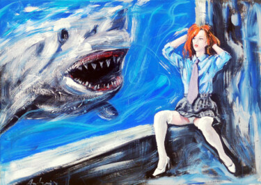 Картина под названием "Aquarium" - Andrejs Bovtovičs, Подлинное произведение искусства, Акрил Установлен на Деревянная рама…
