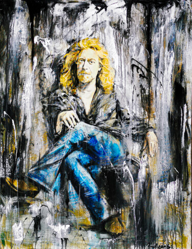 Pittura intitolato "Robert Plant" da Andrejs Bovtovičs, Opera d'arte originale, Acrilico Montato su Telaio per barella in le…