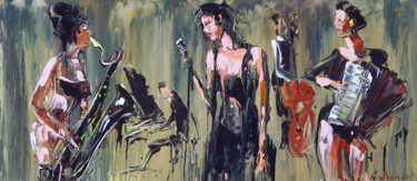 Peinture intitulée "Sexy Jazz Cafe" par Andrejs Bovtovičs, Œuvre d'art originale, Acrylique