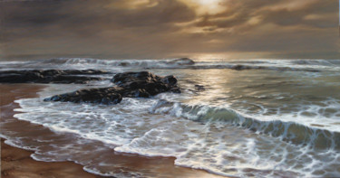Painting titled "sea waves.jpg" by Andre Kazarian, Original Artwork, Oil