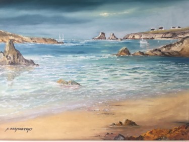 Painting titled "Côte Bretonnes" by André Kermorvant, Original Artwork, Oil