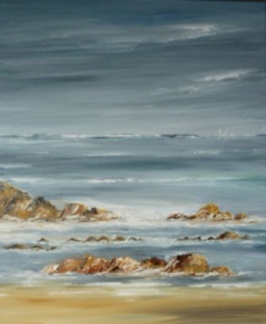 Peinture intitulée "Rivage sur la côte…" par André Kermorvant, Œuvre d'art originale, Huile