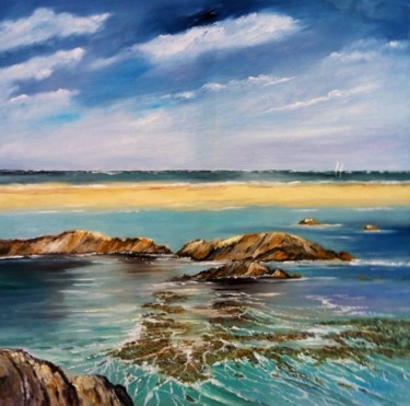 Pintura intitulada "Etale de basse mer.…" por André Kermorvant, Obras de arte originais