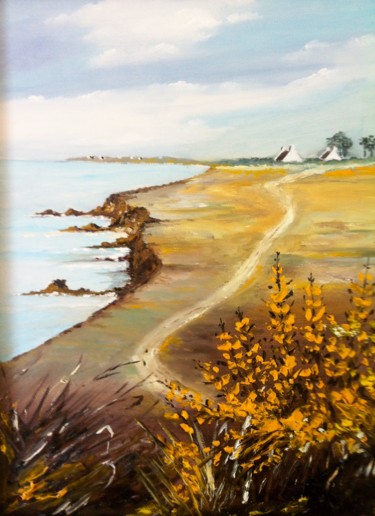 Pintura intitulada "sentier côtier" por André Kermorvant, Obras de arte originais