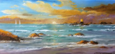 Painting titled "coucher de soleil" by André Kermorvant, Original Artwork