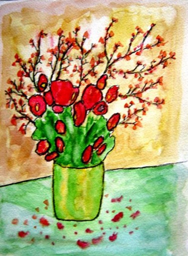 Peinture intitulée "Bouquet tulipes sau…" par André Lannes, Œuvre d'art originale