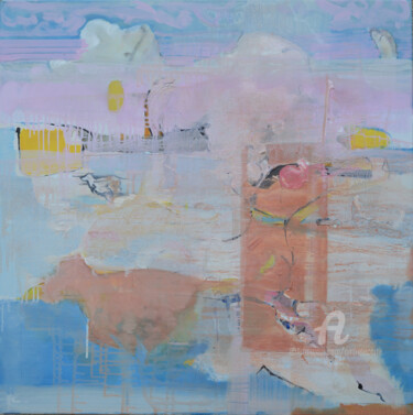 Painting titled "Re 08 02 2020" by André Le Corre, Original Artwork, Oil Mounted on Wood Stretcher frame