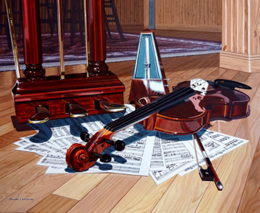 Peinture intitulée "VIOLON SOUS LE PIANO" par Andre Lefebvre, Œuvre d'art originale, Huile