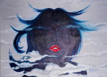 Peinture intitulée "Femme dans le vent." par André Lerot, Œuvre d'art originale