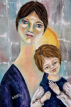 Painting titled "Maternité" by André Lerot, Original Artwork