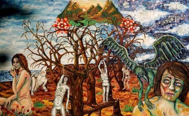 Peinture intitulée "Au jardin des ténèb…" par André Lerot, Œuvre d'art originale
