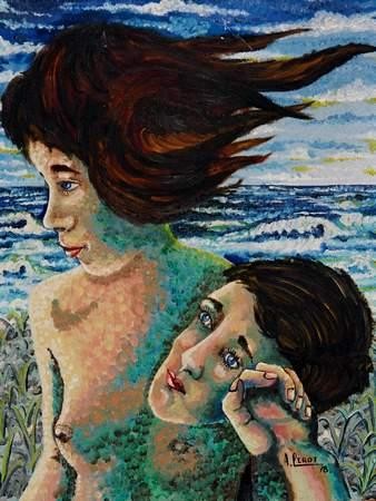 Peinture intitulée "Ecoute la mer" par André Lerot, Œuvre d'art originale