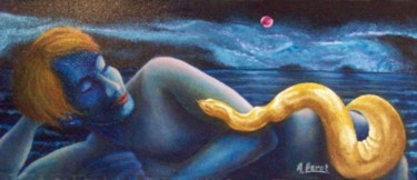 Peinture intitulée "La femme serpent" par André Lerot, Œuvre d'art originale, Huile