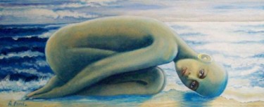 Peinture intitulée "Ecoute la mer." par André Lerot, Œuvre d'art originale, Huile