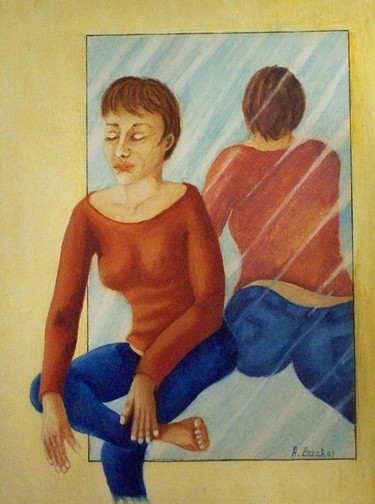 Peinture intitulée "Geneviève assise." par André Lerot, Œuvre d'art originale, Huile