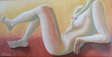 Peinture intitulée "Lara couchée" par André Lerot, Œuvre d'art originale, Huile
