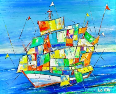 Painting titled "BATEAU IVRE" by Andre Lo   Giudice, Original Artwork, Oil