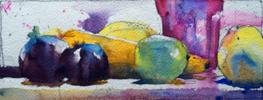 Painting titled "Courgette orange #2" by André Méhu, Original Artwork, Watercolor