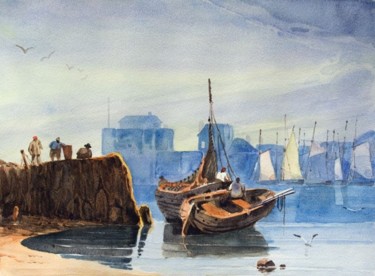 Pintura titulada "Le Port du Havre (C…" por André Méhu, Obra de arte original