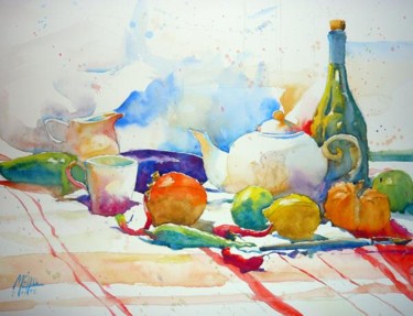 Peinture intitulée "Piments rouges,frui…" par André Méhu, Œuvre d'art originale
