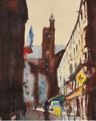 Malerei mit dem Titel "Tour de la Bayette" von André Méhu, Original-Kunstwerk, Öl